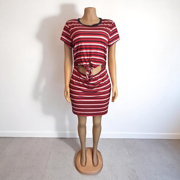 Open Front Stripe Short Used Dress - Picture 6 of 6